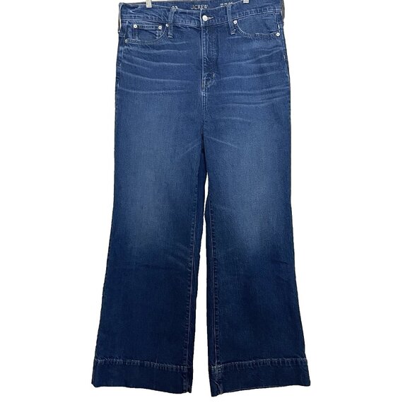 J. Crew Denim Trouser 1996 Semi-Stretch Resin Rinse Wide Leg Jeans Size 33 CC566 - Picture 4 of 13